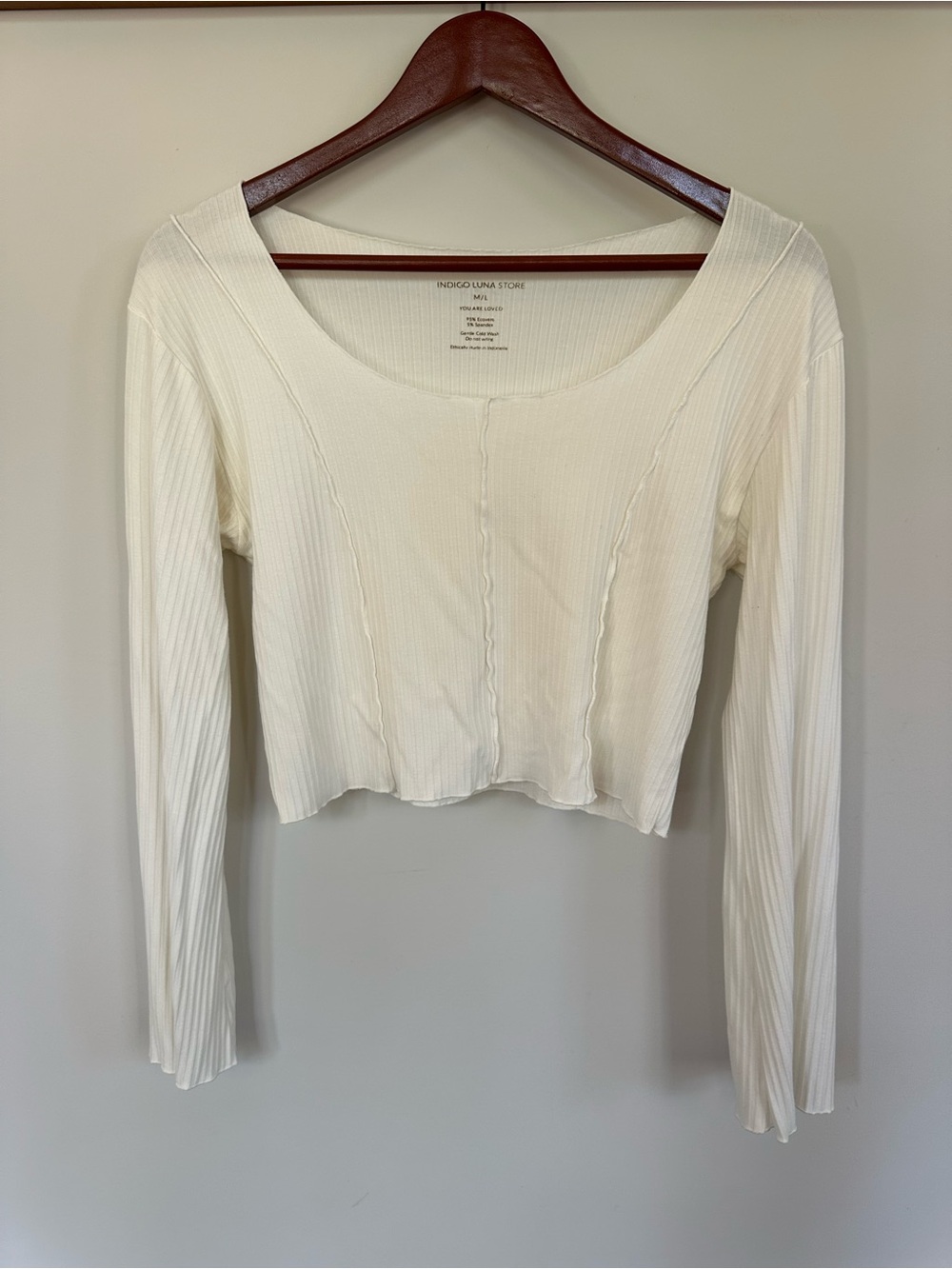 Indigo Luna White Ribbed Crop Top